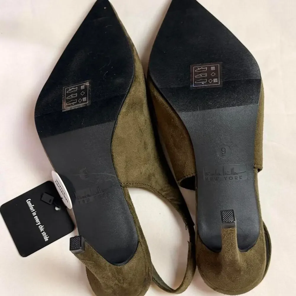 Stylish Modern Nicole Miller Faux Suede Kitten heels size 9 nwt